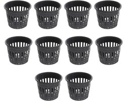 10 Stuks Net Pot voor Hydroponics Tuin - Plastic Net Cup Bakjes voor Hydrocultuur en Plantenverzorging 3.15 x 2.5 inch (Zwart)