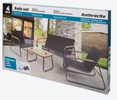 Tuin Meubelen Loungeset - 4 Persoons - Tuinset - Comfort - Zwart - Tafel Glazen Blad - Stoelen - Sofa - Bank - 4-delig