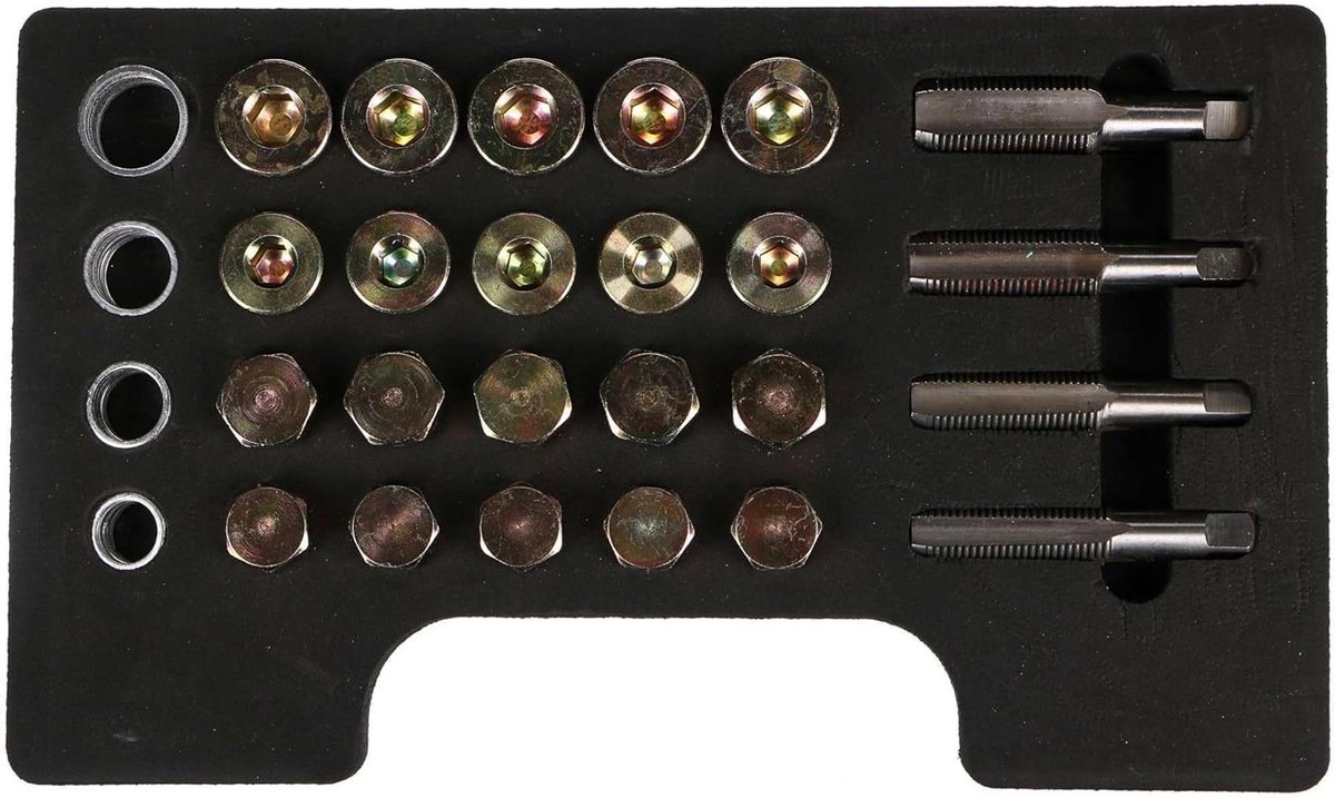 Reparatieset Oliepan - Schroefdraadset - Motoronderdelen Repareren - Uitgebreide 64-delige set - M13-M20 - Rood