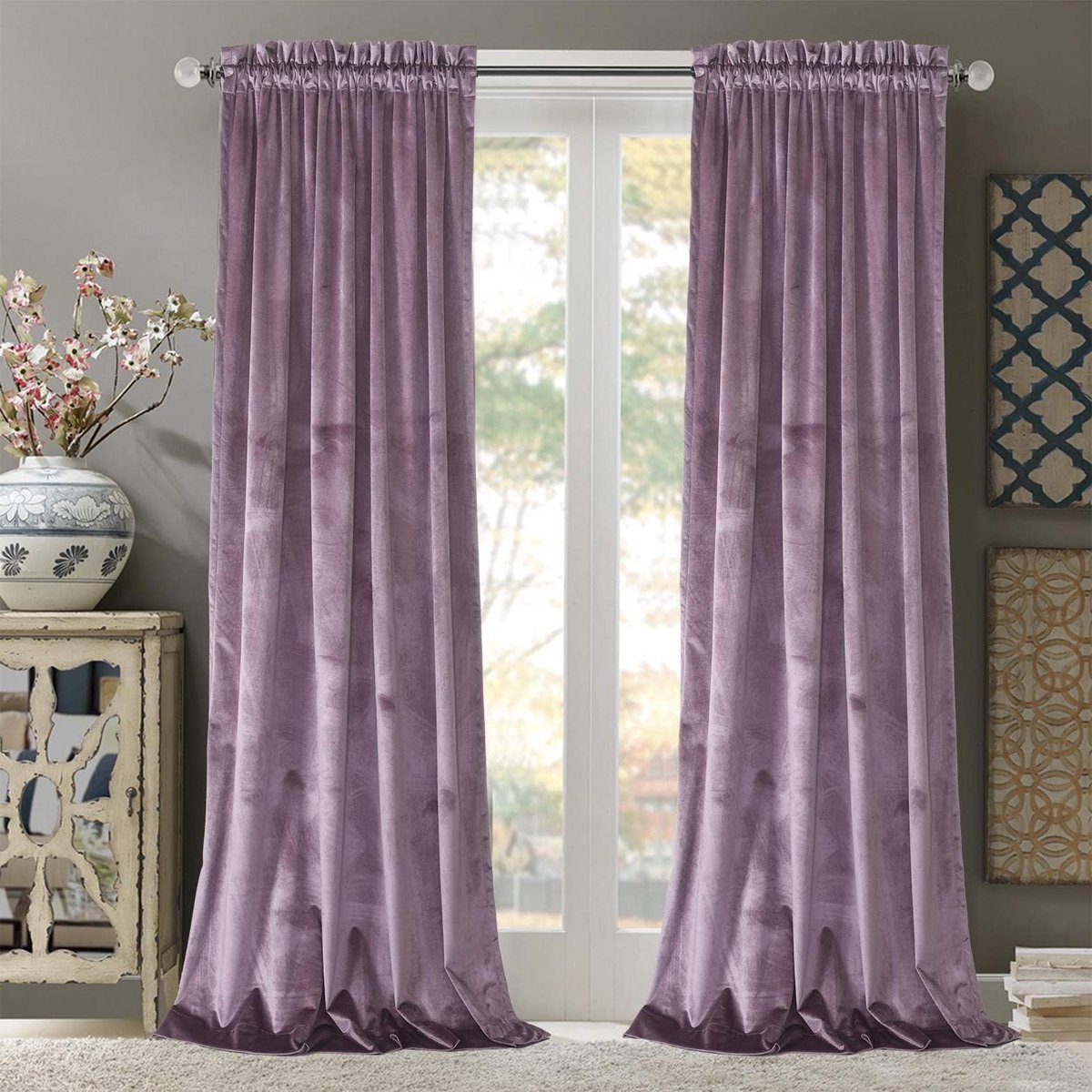 Velours Gordijnen - Luxe Gordijnen - Raam Decoratie - Geluiddempend Effect - 274 cm Hoog - Lavendel
