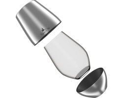 Copain de Vin VinVoyage Silver/Zilver – Draagbaar Kristallen Wijnglas met Luxe Beschermcase – Double Pack – Premium Wijncadeau