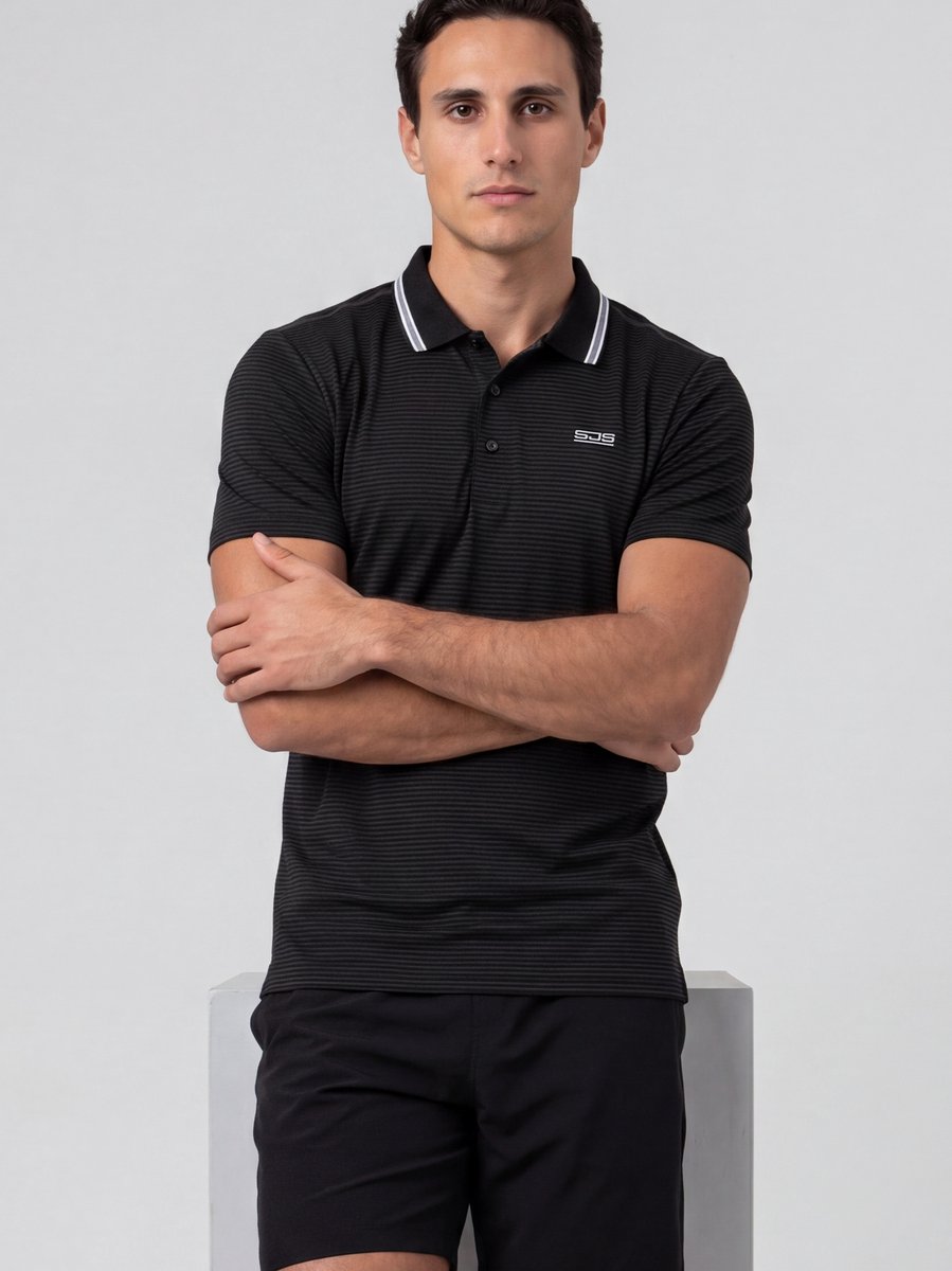 Sjeng Sports TORINO Poloshirt Mannen - Tennis Polo's Mannen - Black - Maat: L - 100% polyester