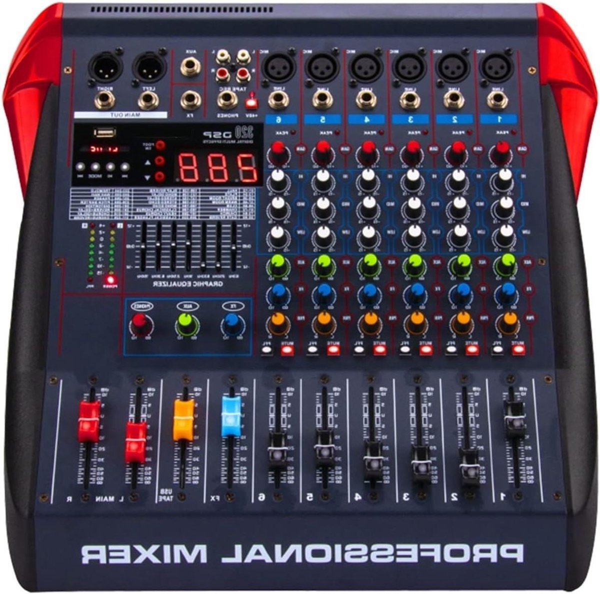 6-kanaals Mixer - Mengpaneel Geluid - Muziek Opnemen - Ingebouwde Bluetooth - 3200 Gram - Rood