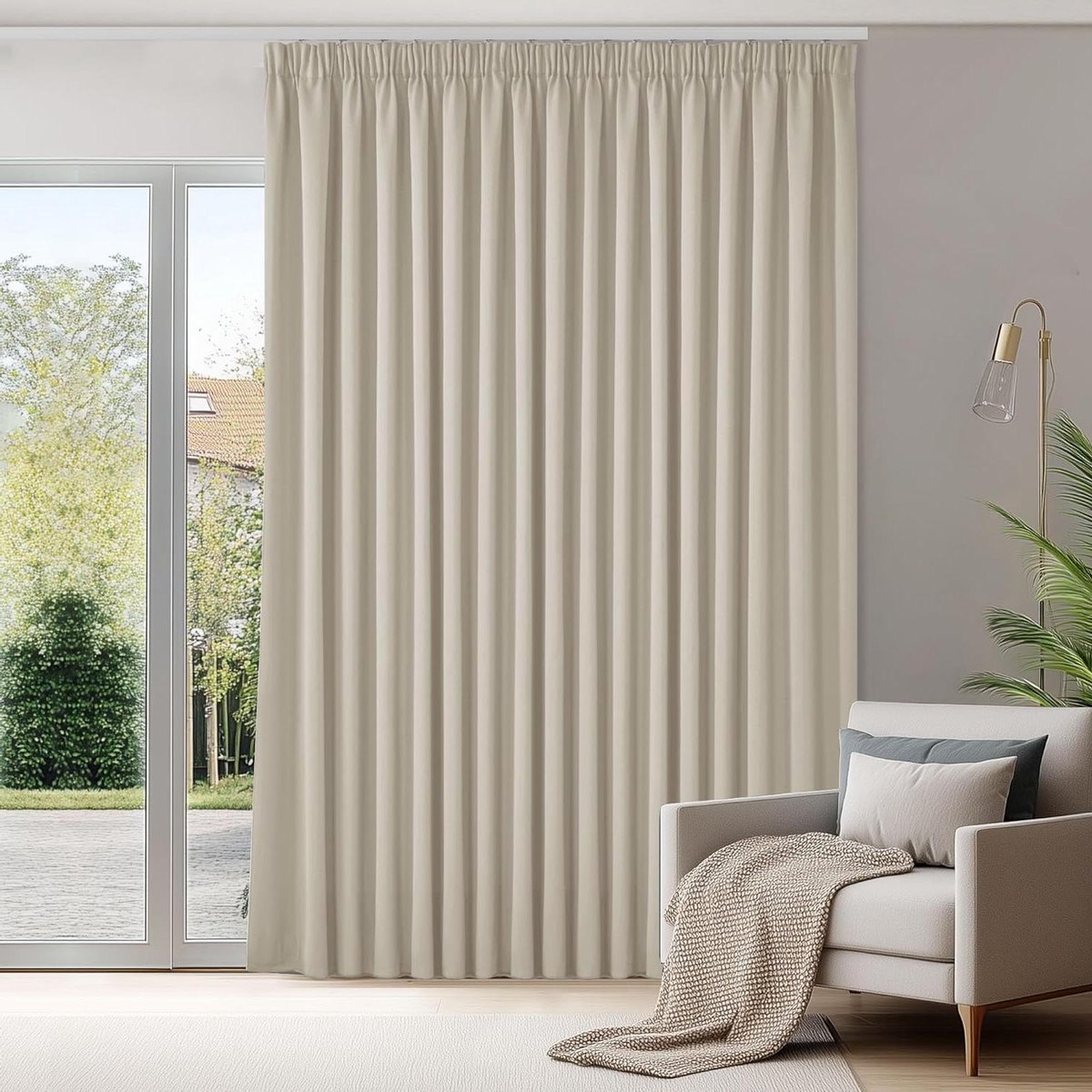 Verduisterende Gordijnen - Raambekleding - Slaapkamer Privacy - Drievoudige Weeftechnologie - 300x260 CM - Lichtbeige