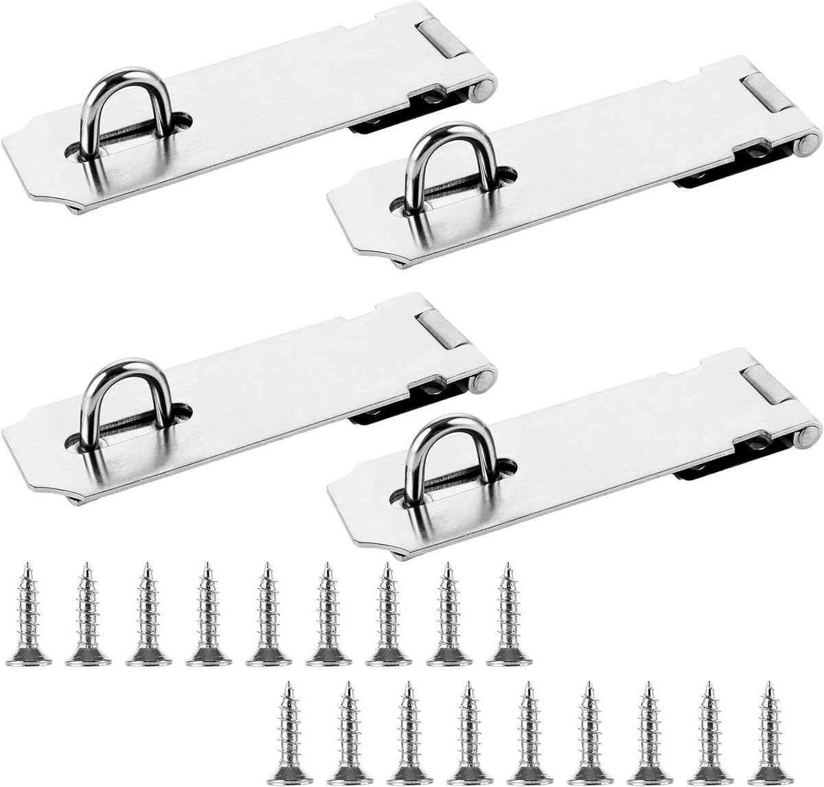 4 Stuks Rvs Hangslot 12.5cm, Duurzaam Deurslot voor Tuin, Kasten en Veiligheidssloten met Schroeven
