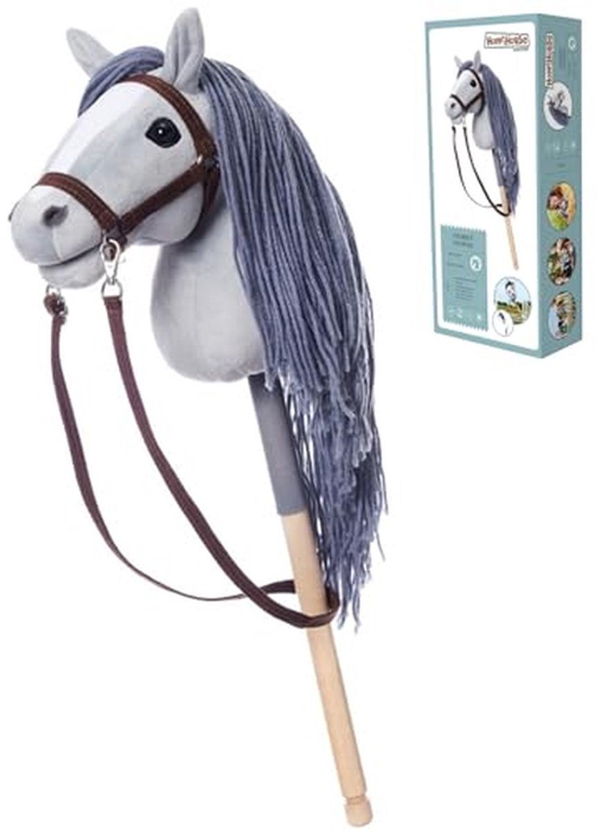 Steekpaard met Teugels en Afneembare Staart - Hoogwaardig Pluche Hobby Paard - Voor Actief Spelplezier