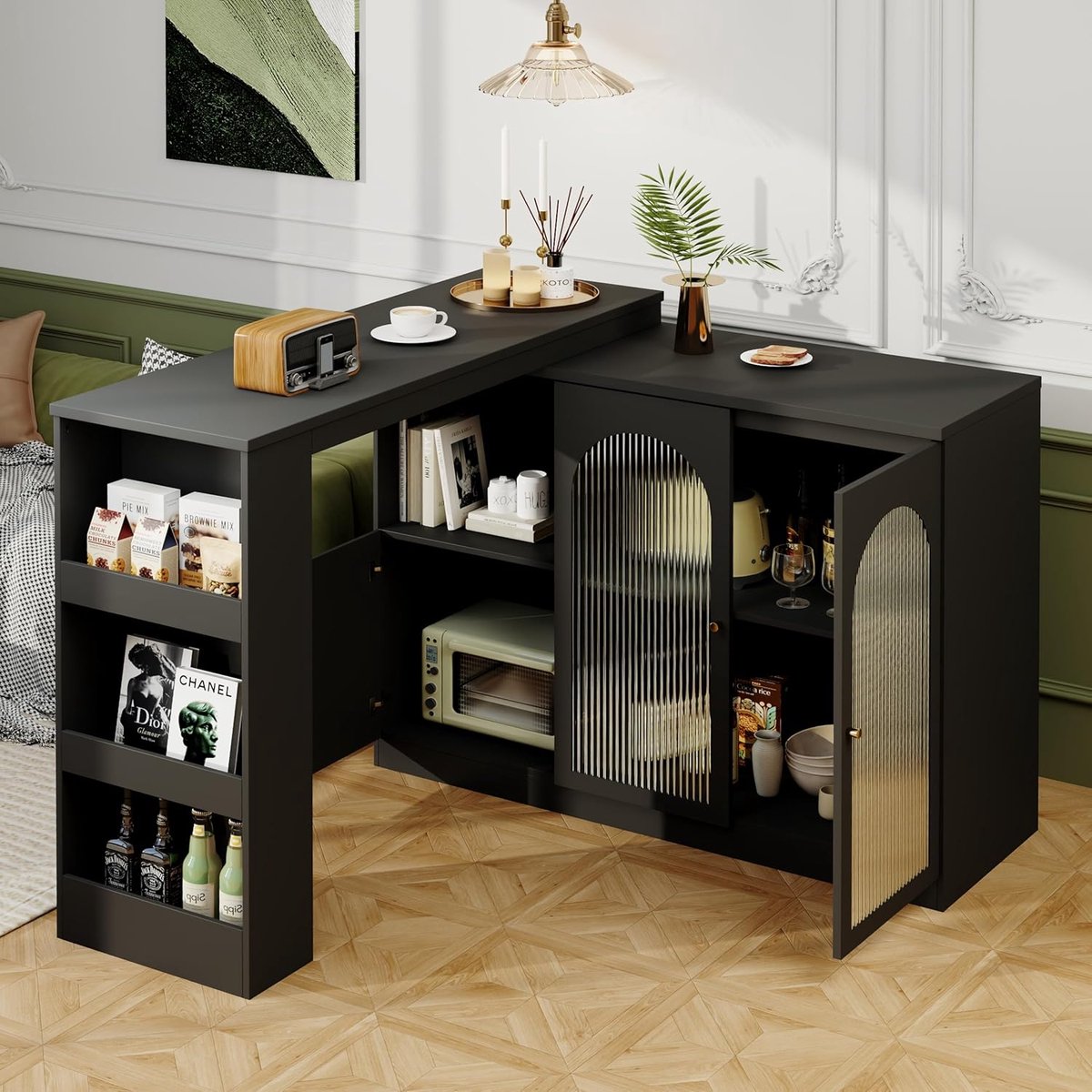 Draaiende bar- en bijkeukentafel zwart 360° 120 cm