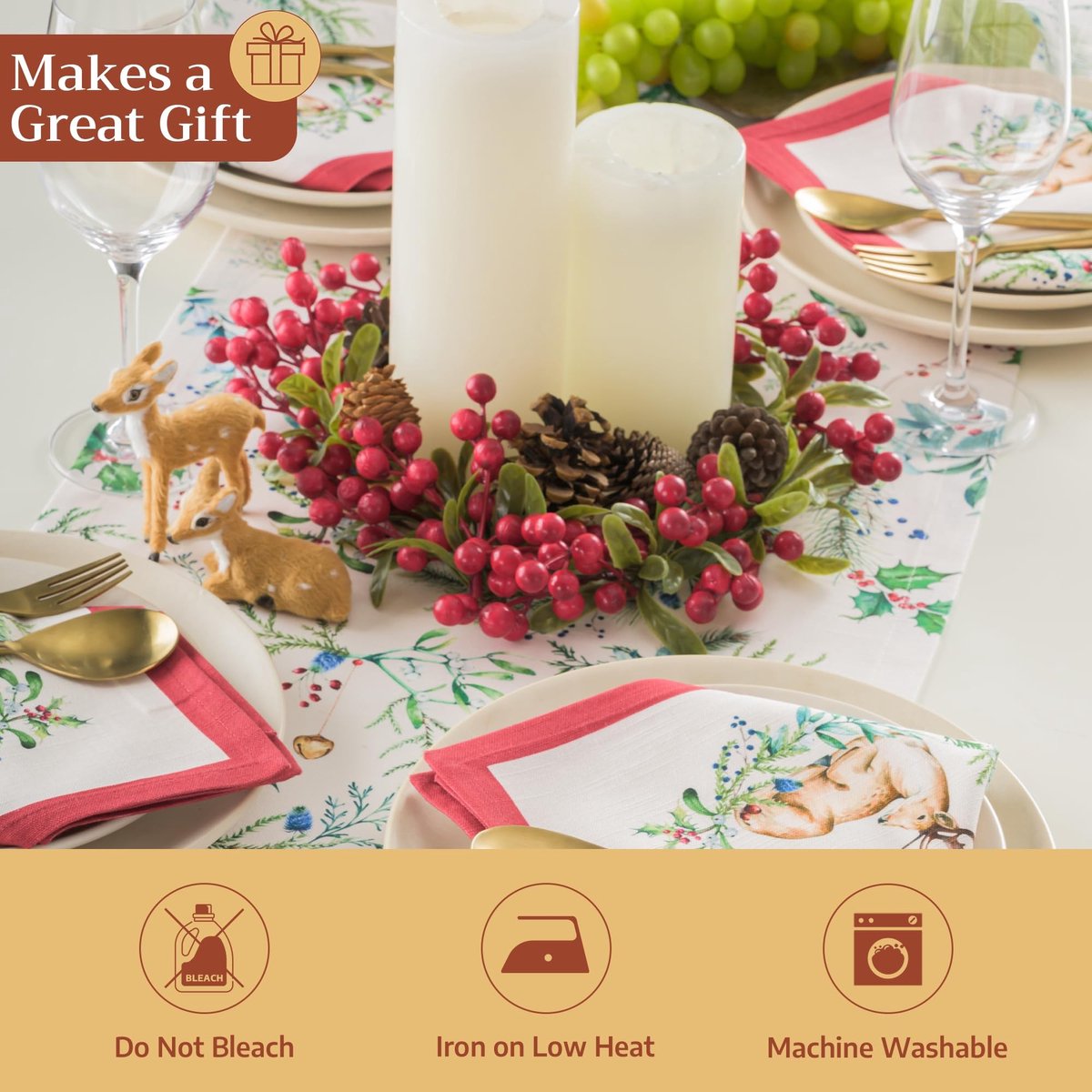 Cosensi- Tafelloper 100% Katoen - Feestdagen - Diner - Keuken - 50 CM x 150 CM - Geschikt voor Thanksgiving/Kerstmis - Tafelkleed