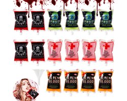 Cosensi- Bloeddispenserzak 250 ml - Halloween Drankzakken - Infusiezakken - Cosplay - PVC - 16 stuks met Trechter - Drankzak