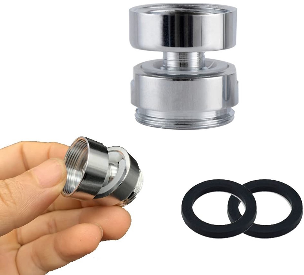 Cosensi - 360 Graden Draaibare Kraanadapter - Messing Schroefdraad Connector - 2 Stuks - Vrouwelijk naar Mannelijk - Ideaal voor Keuken en Badkamer...