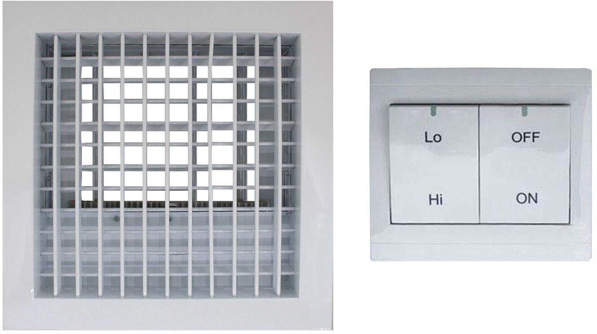 Cosensi - Ventilatierooster Elektrisch - Afvoerrooster voor Ventilatoren - 220V - 350 x 350 mm - Regelklep - Ideaal voor Airconditioning - Geschikt...