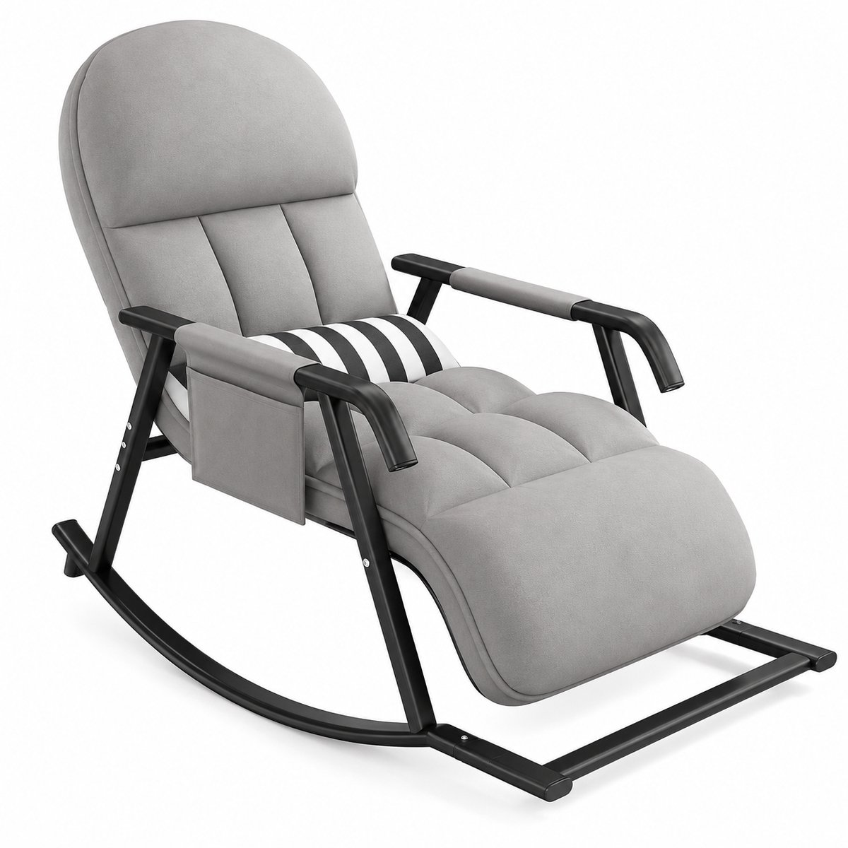 CINK Living® Schommelstoel met Voetensteun – Verstelbare Relaxstoel – Ergonomische Fauteuil met 5 Standen Rugleuning & Voetensteun – Schommel Fauteuil Woonkamer – Grijs