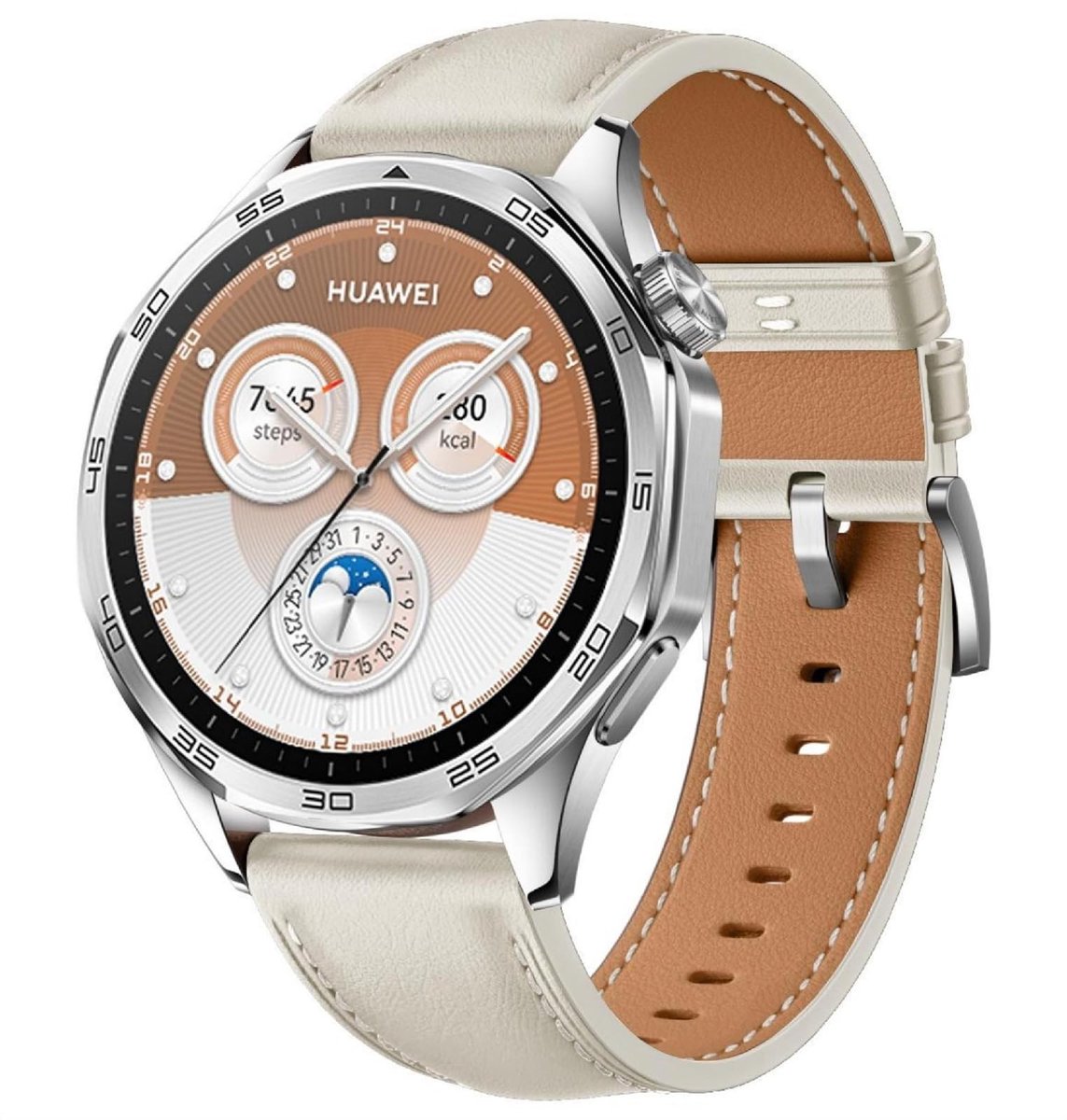 Cosensi - Lederen Horlogeband - Ademend en Slijtvast - Wit - Vervangband voor Huawei Watch GT 5/5 Pro 46 mm - Comfortabel en Stijlvol - Geschikt vo...