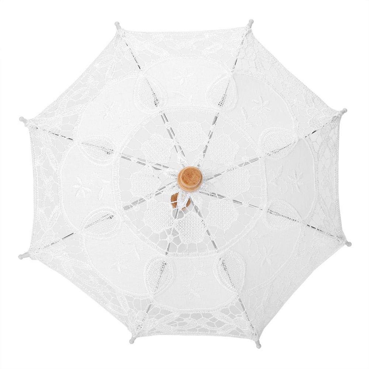 Cosensi- Parasol Handgemaakt - Kanten Bloemen Borduurwerk - Bruiloft/Foto - Zijde Stof - Groot 53 cm - Klein 28 cm - Herbruikbaar - Paraplu