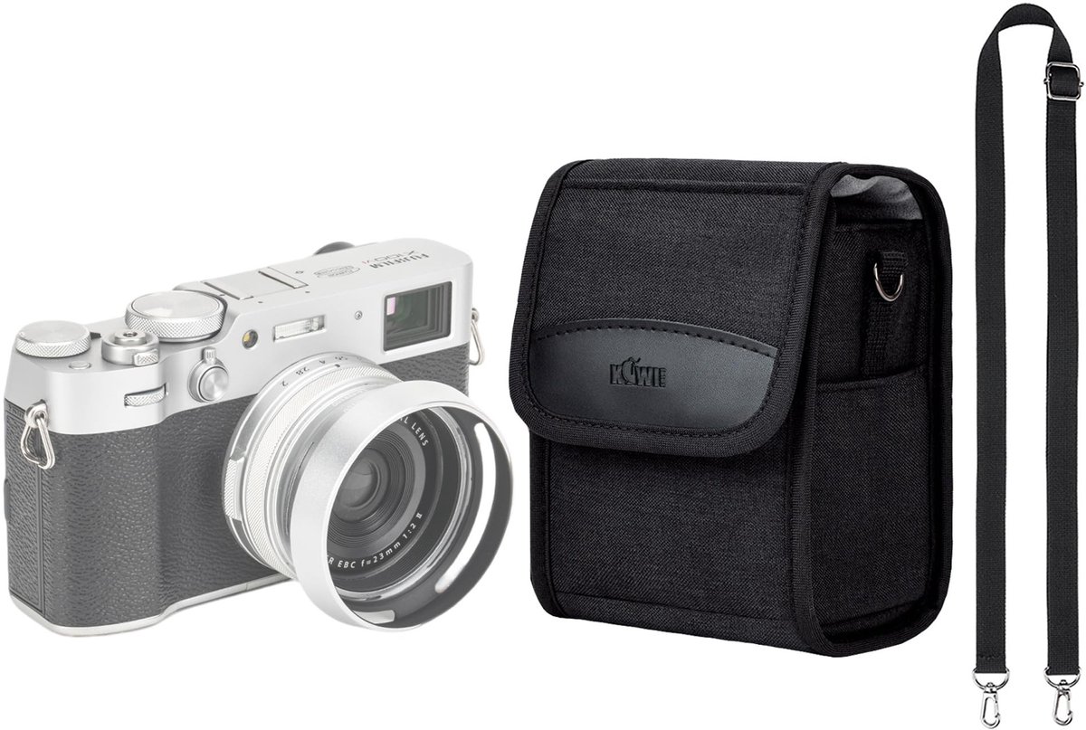 Cosensi - Compacte digitale cameratas - Camera Pouch - Handig voor onderweg - Zwart/Groot - Geschikt voor spiegelloze camera's - Inclusief nekzakje