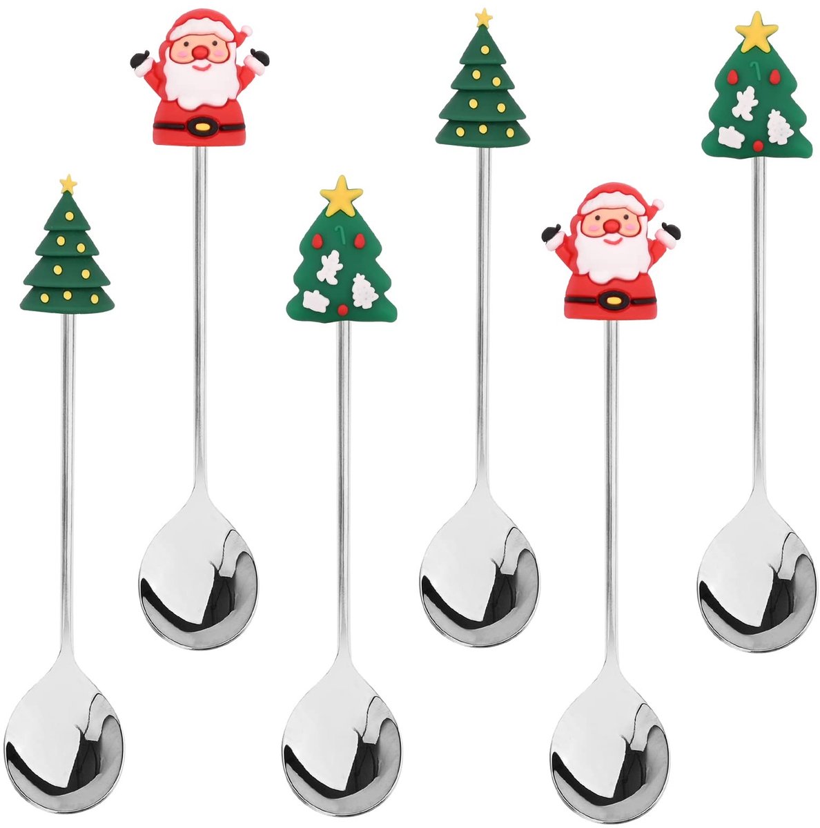 Cosensi- Kerstlepels Set van 6 - Roestvrij Stalen Lepels - Koffielepels - Theelepels - Eetlepels - Duurzaam en Corrosiebestendig