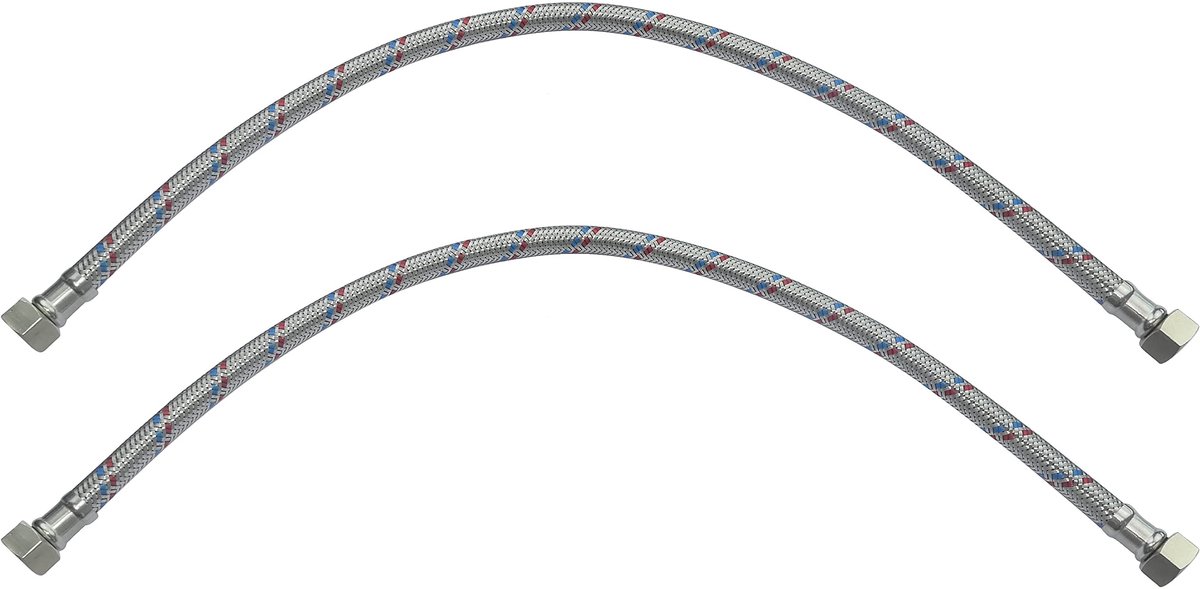 Cosensi- Flexibele Aansluitslang Set van 2 - 500mm - 3/8" Vrouwelijk - Waterkraan - Sanitair - Verwarming - Max. Temperatuur 90°C