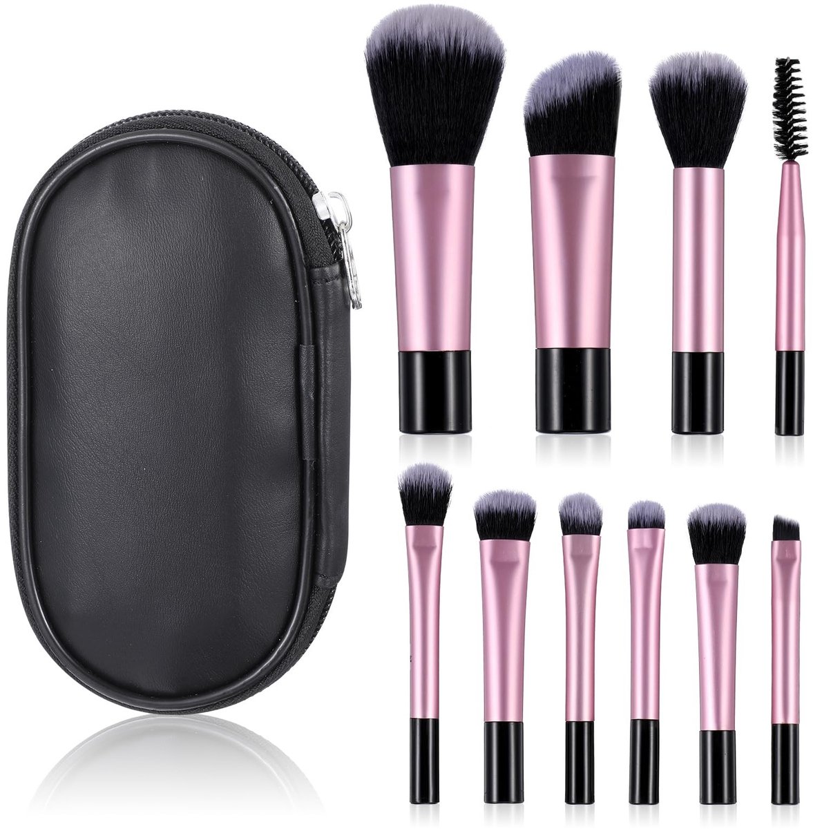 Cosensi- Make-up Kwastenset 10 Stuks - Reisformaat - Lichtgewicht - Multifunctioneel - Etui - Compact en Draagbaar - Make-upborstelset