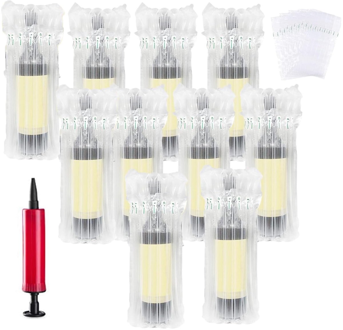 Cosensi- Inflatabele Verpakking - 10 Beschermlagen - Antischok Verpakking - Flessenbescherming - Inclusief Pomp - Effectieve Bescherming - Flesverpakking