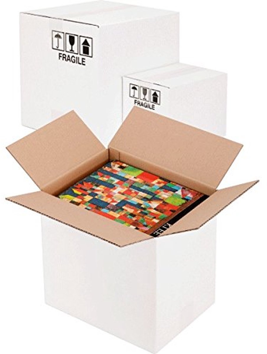 Witte Kartonnen Verhuisdozen Set (20 Stuks) - Sterk Dubbelgolf Karton - 24x18x14 cm