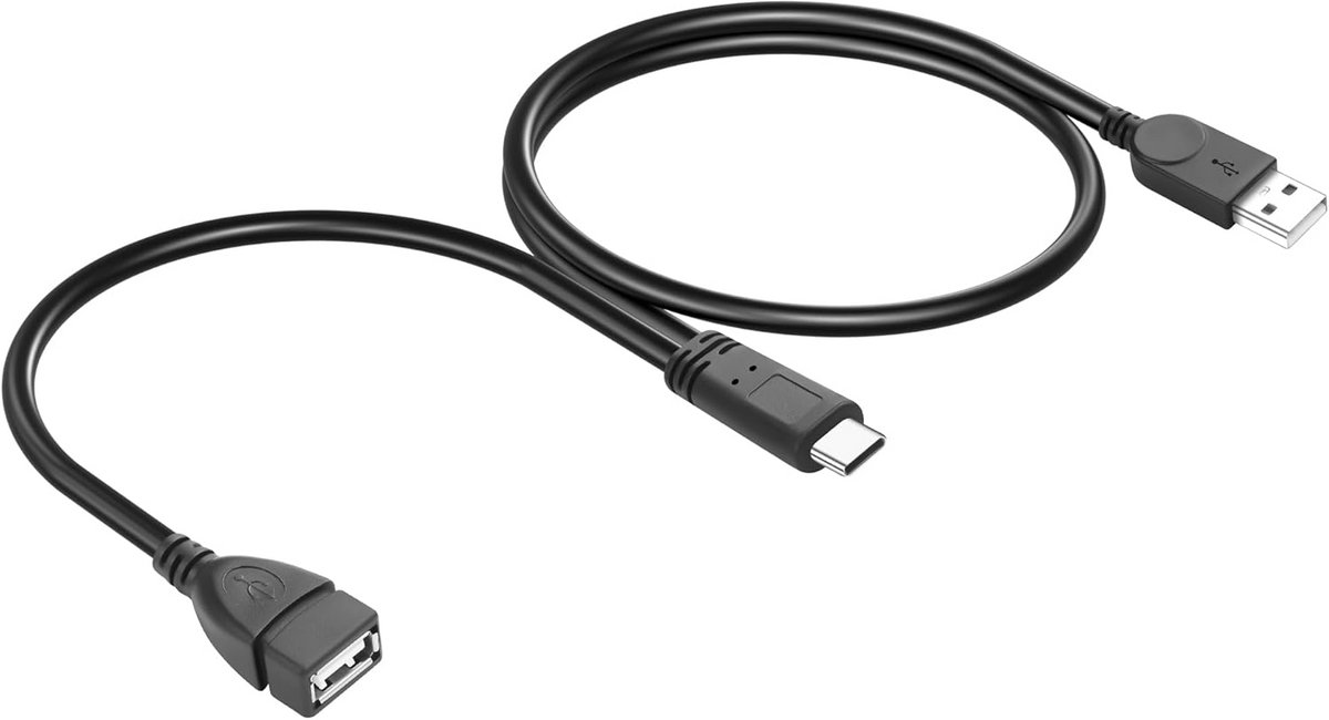 USB C naar USB 2.0 Splitskabel 50 cm - 2-in-1 OTG Converter voor Data Synchronisatie en Opladen