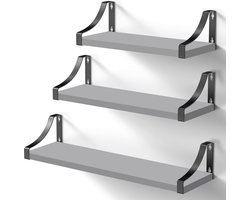 Pipishell Floating Shelves Wall Mounted Set of 3 Grey