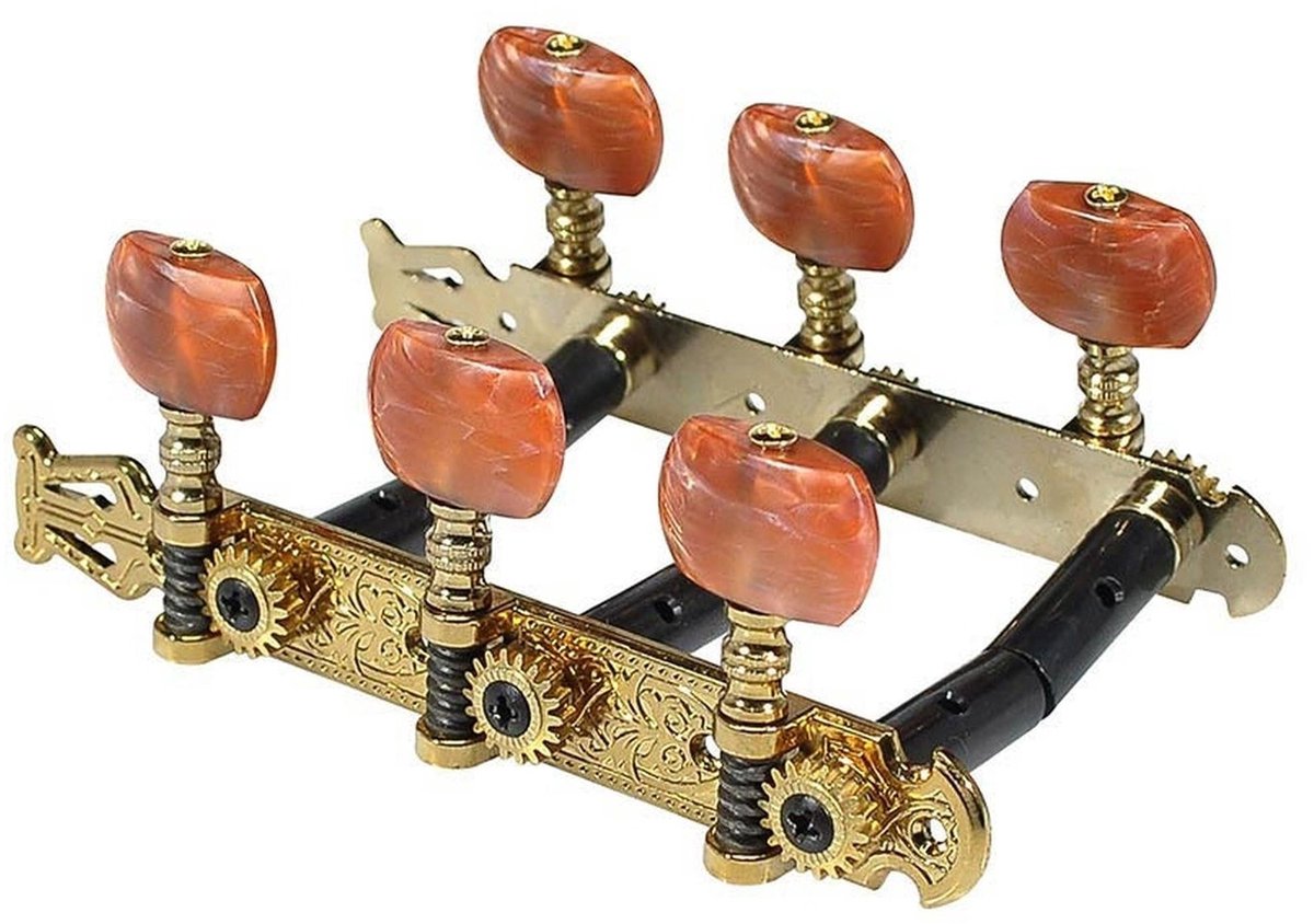 Salvador Cortez MH102G-P1R originele vervangingsonderdeel set machine heads 3L3R, goud met zalm kleurige pennen voor model 50, 55