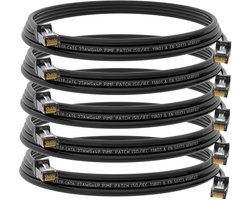 HB-DIGITAL 5 x 2m network cable LAN CAT.6 cable - transfer rate up to 1 Gbit/s - RJ45 plug 25cm cat 6 black copper professional S/FTP Cat6 ethernet cable patch cable switch router modem