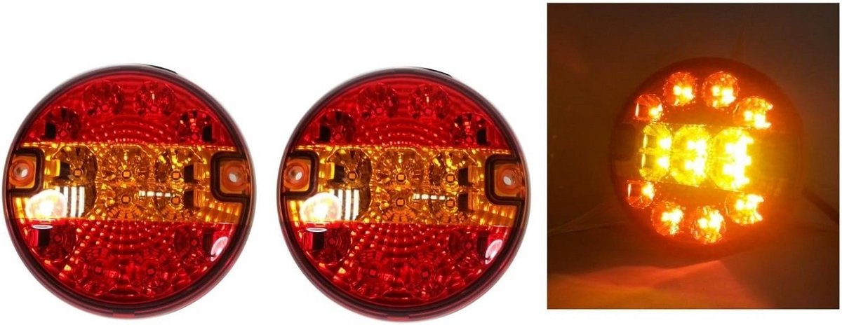 Other 2x 12 V 24 LED ACHTER ACHTERLICHTEN HAMBURGER TRUCK VAN TRAILER Vrachtwagen E-Gemarkeerd