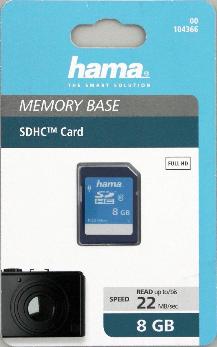 Hama Memory card SDHC 8 GB (SD-2.0 standard, class 10, data protection thanks to mechanical write protection, text field)