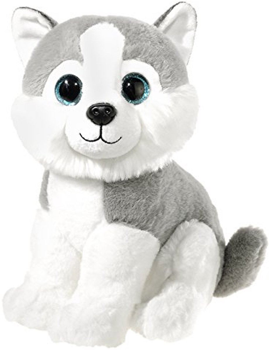 Grijze Husky Knuffel met Glittern ogen - Zacht en Gedetailleerd