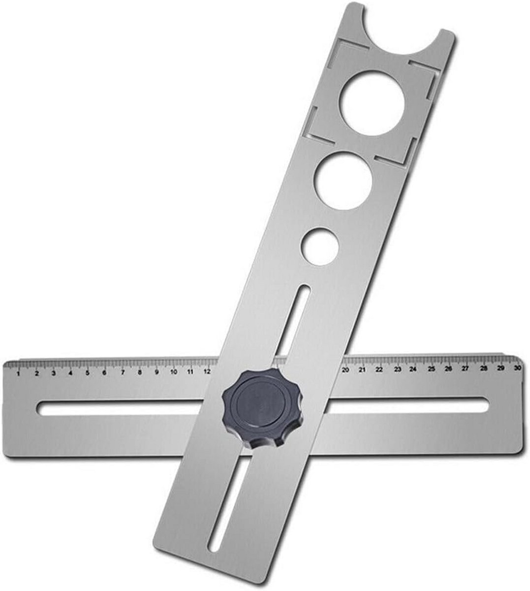 Roestvrijstalen Tegelgatlocator 30x40cm - Universele Keramische Tegel Opening Locator voor 360° Verstelling - DIY Marmer Gatsnijder
