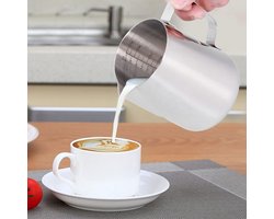 Koffieopschuimpot 600ml - Roestvrijstaal Melkopschuimkan voor Latte Art, Cappuccino en Warme Chocolademelk