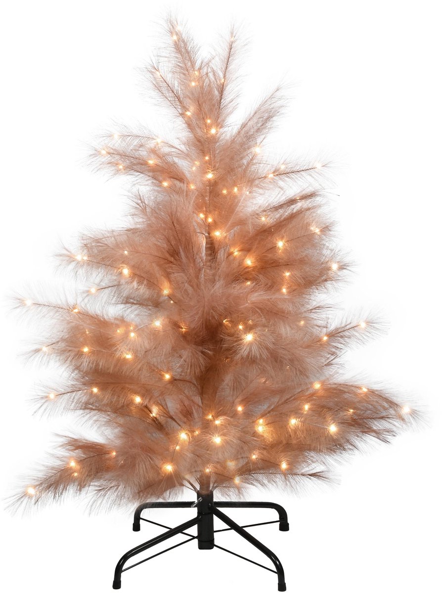 Dekoratief | Decoratieboom 'Royal Feathers - Terra', 124 LED, 120cm | A265561