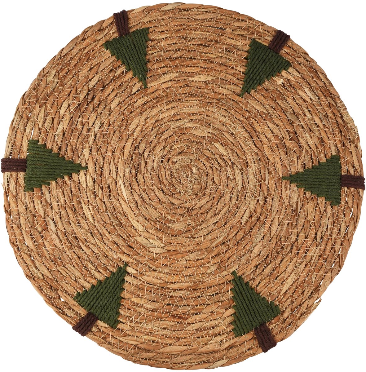 Dekoratief | Placemat rond m/sparren, naturel/groen, gras/katoen, 40x40cm | A265900