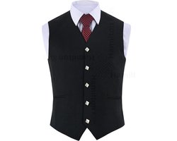 Hamilton Kilts Heren Prince Charlie Gilet, Zwart Schots Kilt Vest met Distelknopen, Traditionele Formele Kleding