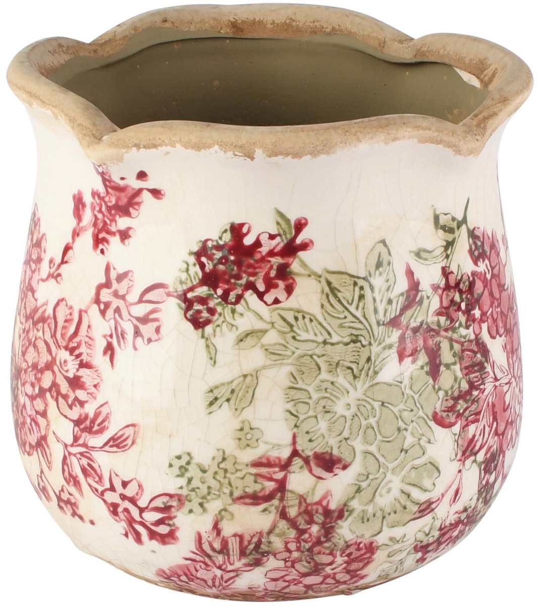 Dekoratief | Bloempot 'Magenta Floral', keramiek, 12x12x12cm | A265457