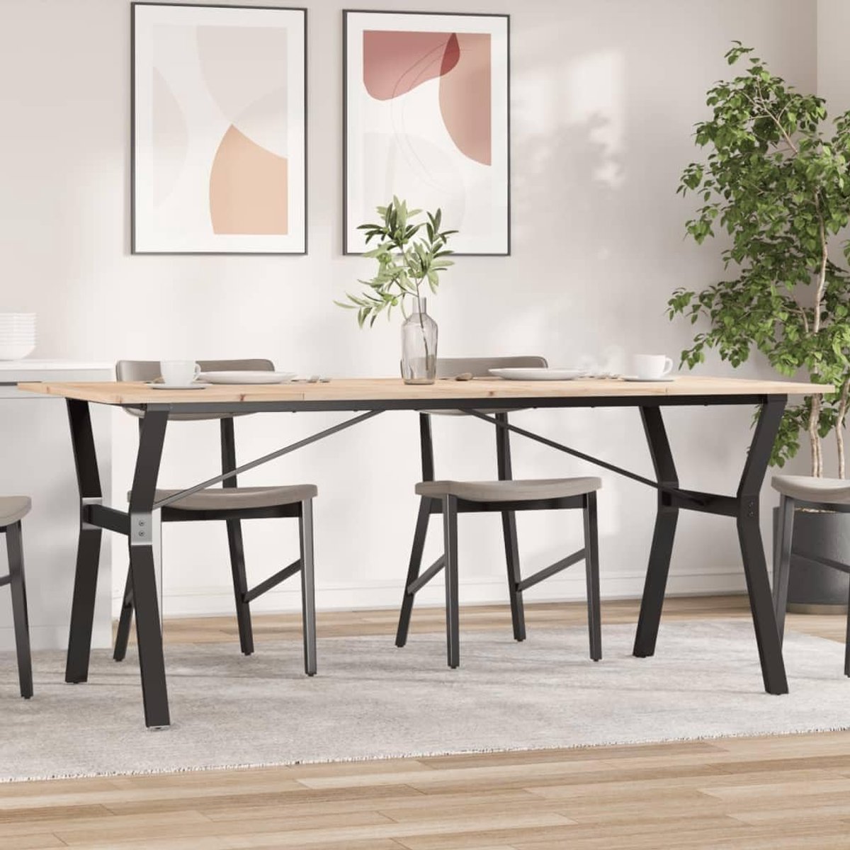 Eettafel Massief Grenen - Houten Tafel - Samen Eten - Stabiel Y-frame - 180 x 90 cm - Bruin
