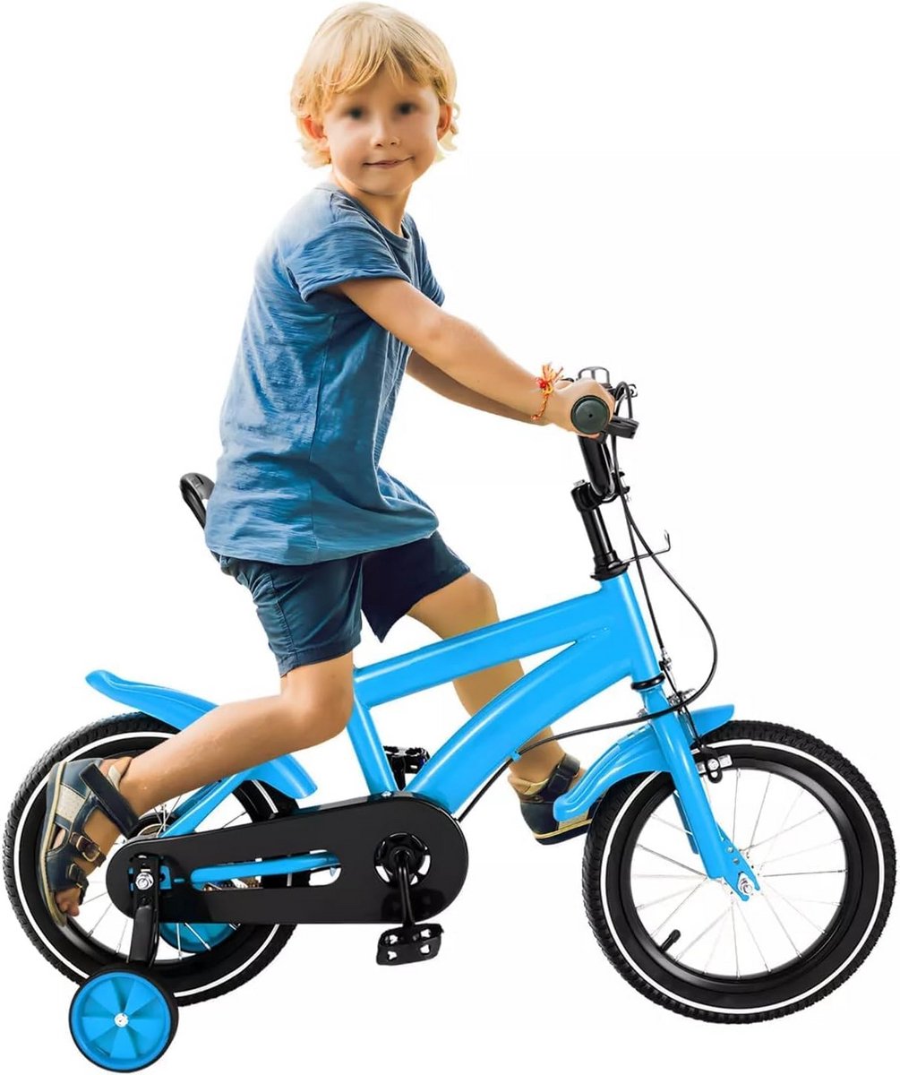 14 inch Kinderfiets met Zijwieltjes - Verstelbaar voor Jongens en Meisjes (3-6 jaar)