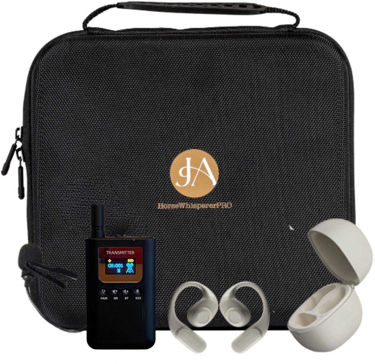 HorsewhispererPRO Showtime Wireless (Black) - Compact & performant instructiesysteem voor paardrijden - Complete Set - Wireless Horse Instruction System - ECHT volledig wireless!
