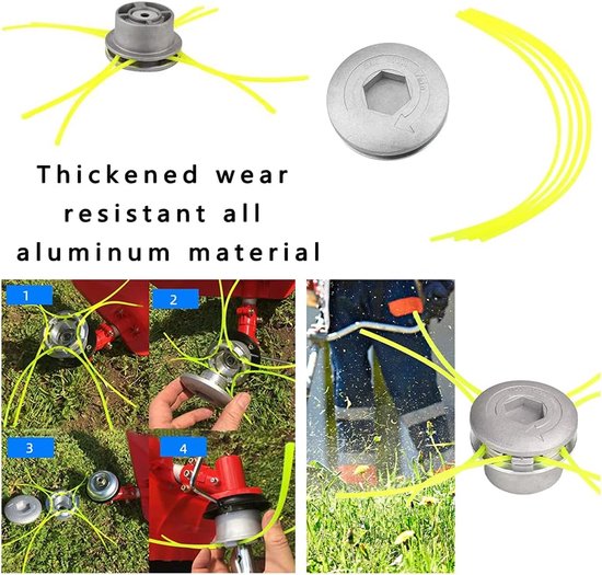 Universele draadkop - Bosmaaier kop - Gazon onderhoud - Gegoten aluminium - 4 draden - Zilver van Universele — afbeelding 3