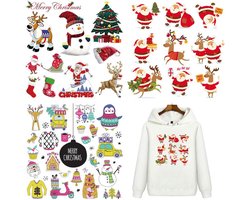 3 vellen wikki-patches in kerstthema voor kleding personaliseren