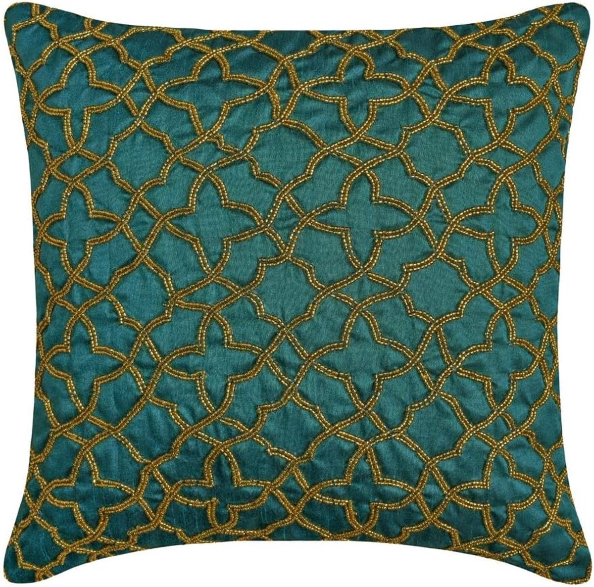 Set van 2 Sierkussenshoezen Katoen Zijde Art Blauw Geometrisch 45x45 cm
