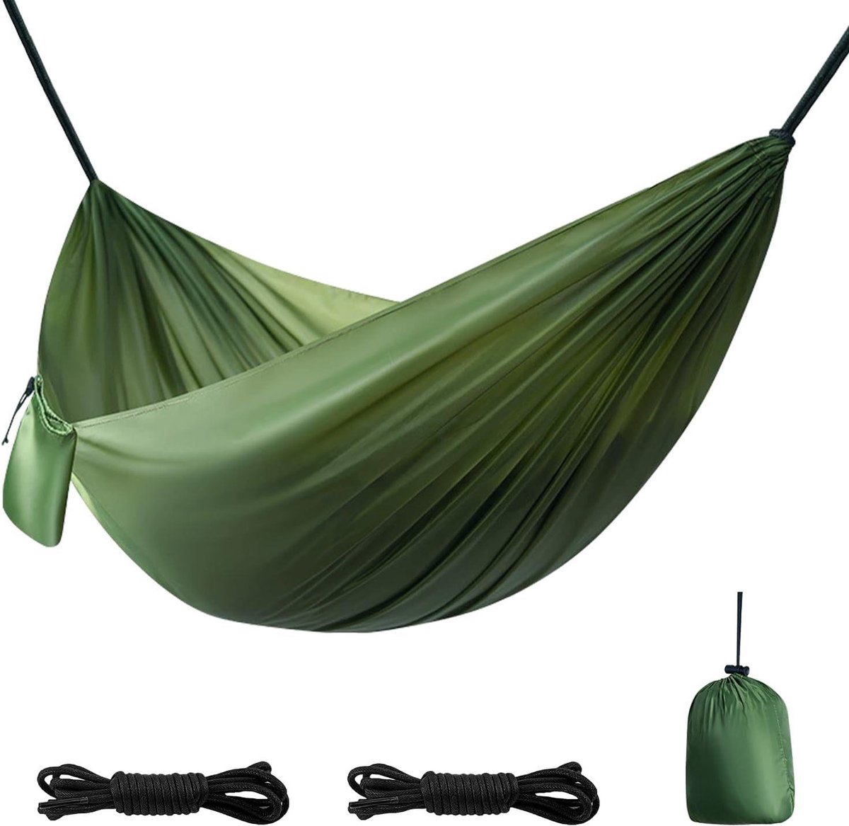 Outdoor Hangmat - Reis hangmat - Ontspannen buiten - 250 kg draagkracht - 210 x 140 cm - Groen