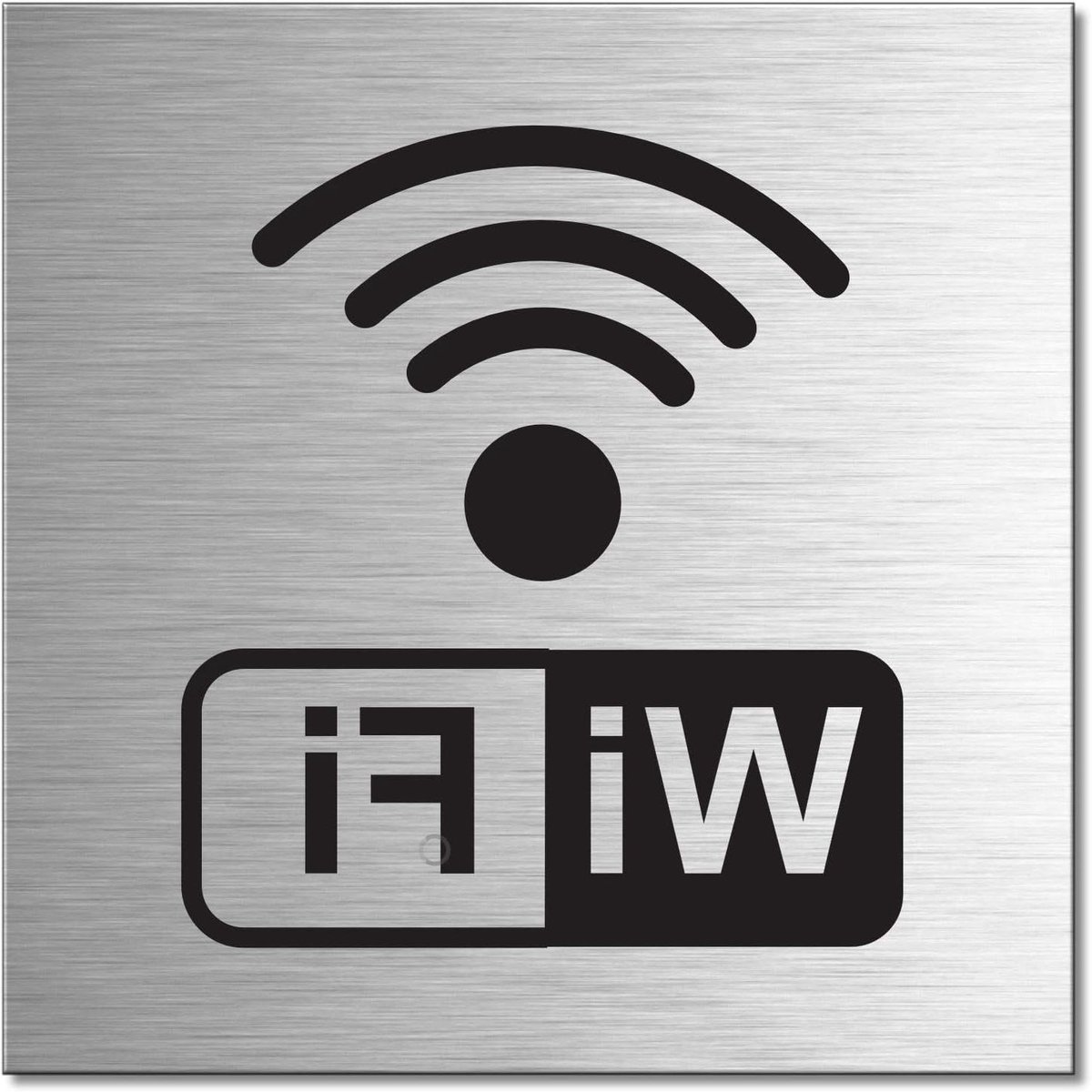 Wi-Fi Bordje - Aluminium Teken - Locatie Aangeven - Zelfklevend - 120x120mm - RVS Look