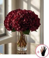 HobbyMania Originals Schilderen Op Nummer Volwassenen - Luxe Bordeaux Hortensia's - Inclusief Verf Penselen en Tekenhandschoen - Kleuren Op Nummer - Paint By Number Volwassenen - 40x50 cm