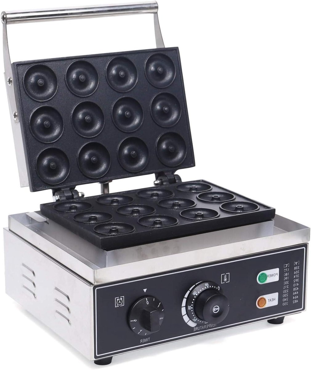 Donut Maker - Bakapparaat - Snacks Maken - Dubbelzijdig Bakken - 12 Stuks - Rood