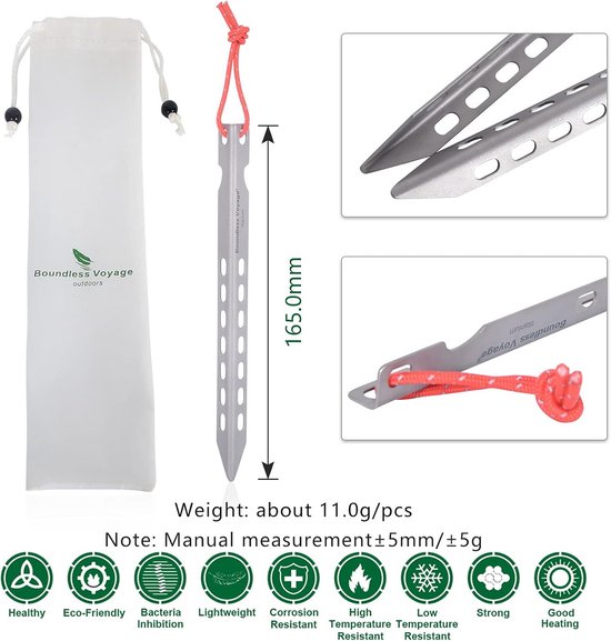 Titanium haringen ultralicht voor camping tenten - 6/8/12 stuks Tent pegs — afbeelding 4