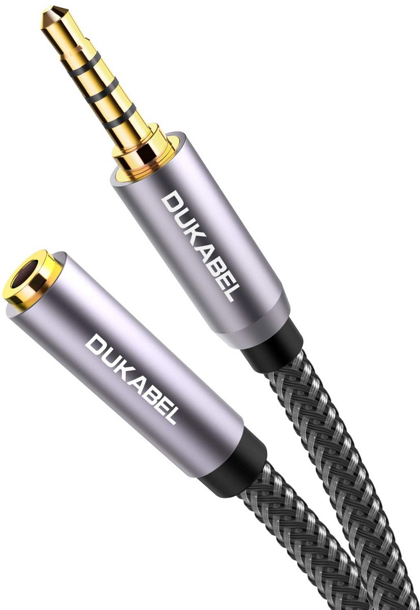 Verlengsnoer voor Headset en Microfoon - 3.5mm Jack TRRS 4-polig - 8 Meter - Sterke Nylon Vlechtwerk