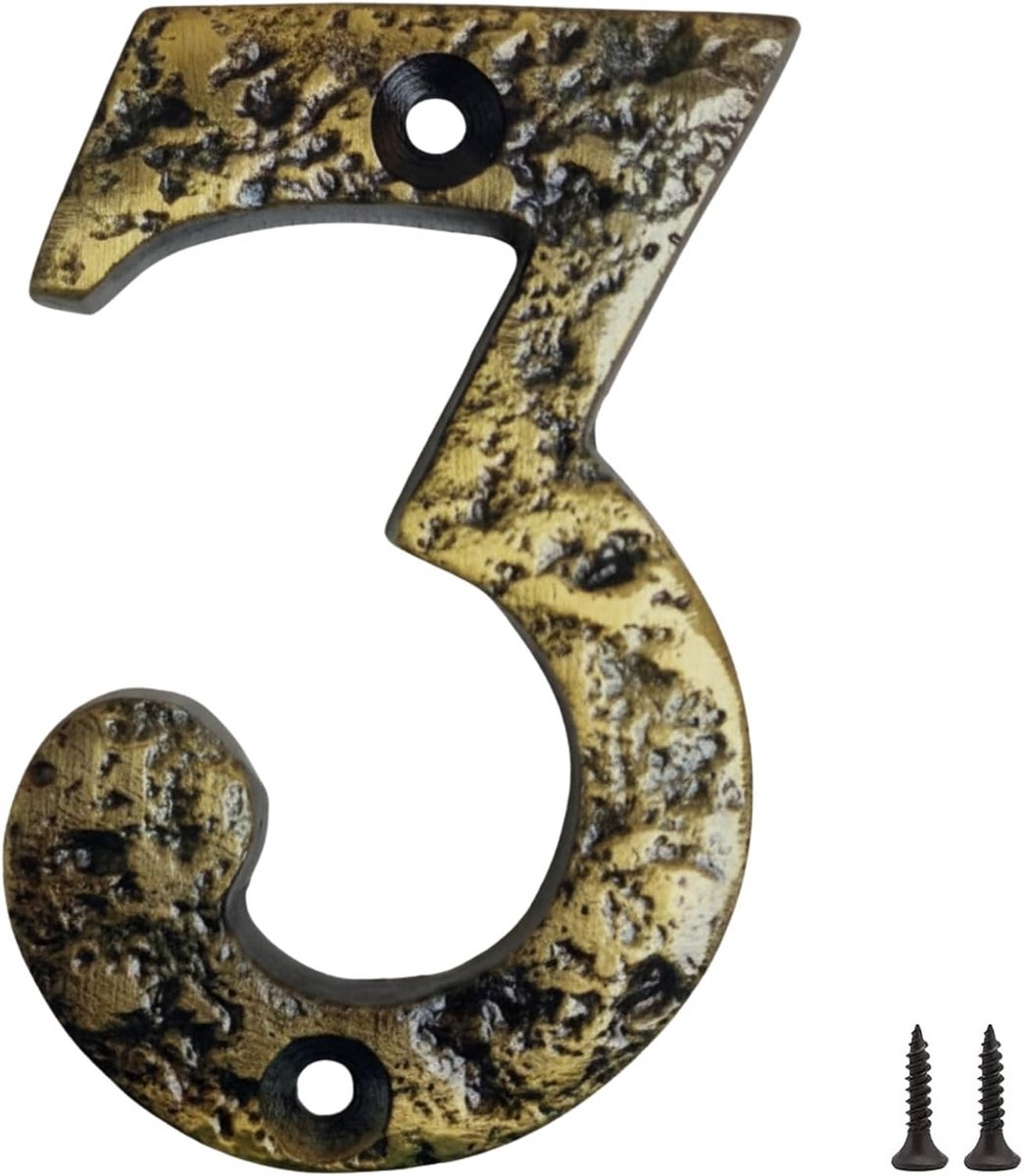 Metalen Huisnummer Buiten met Schroeven - Vintage Design Deurbordje
